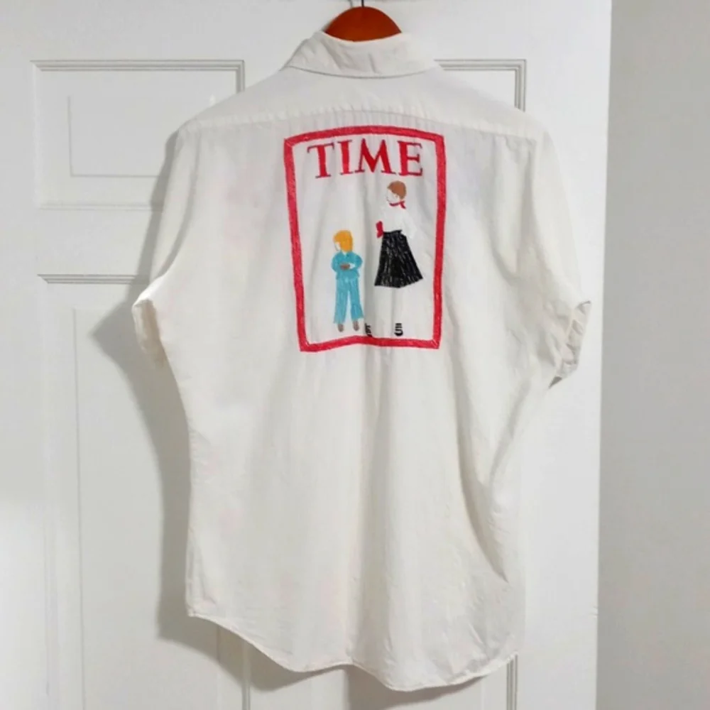 🚲1970s RARE/VTG Levi's White Tab🚲 - Cream/White Embroidered S/S Button Down